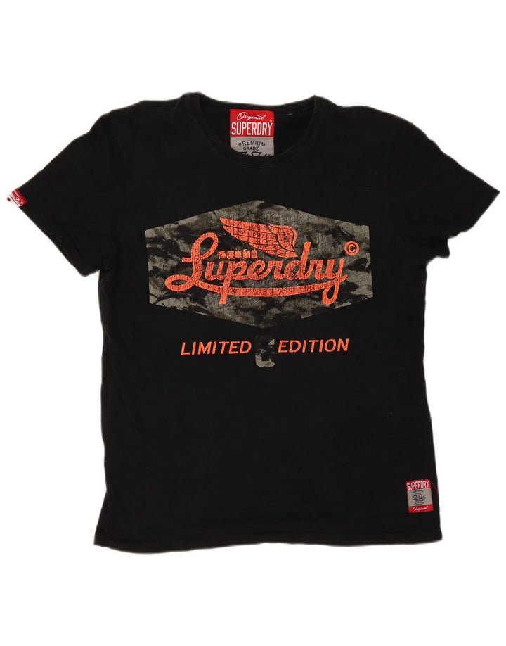 Ανδρικό γραφικό μπλουζάκι Superdry Top μεγάλο μαύρο βαμβακερό