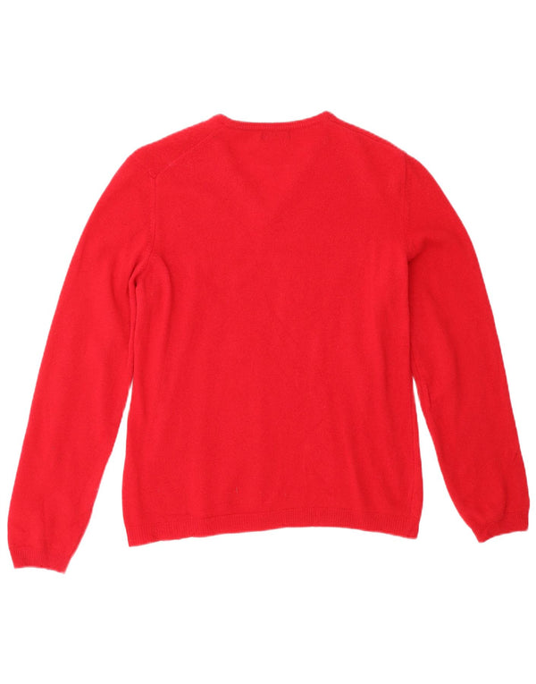BENETTON Γυναικείο πουλόβερ με V λαιμόκοψη UK 10 Small Red