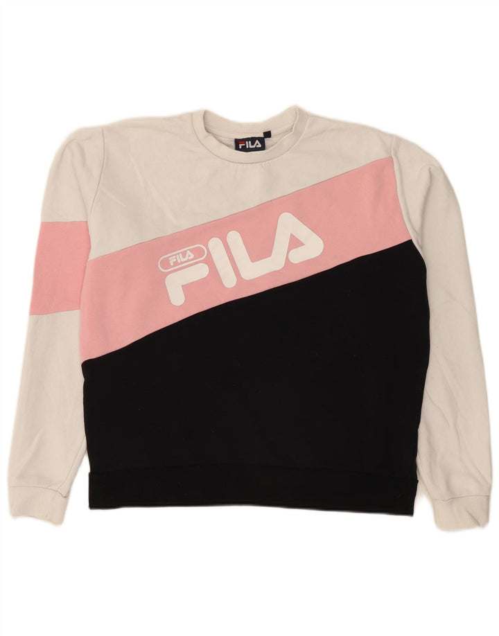 Γυναικείο γραφικό φούτερ Fila Jumper UK 14 Μεσαίο λευκό βαμβακερό χρώμα