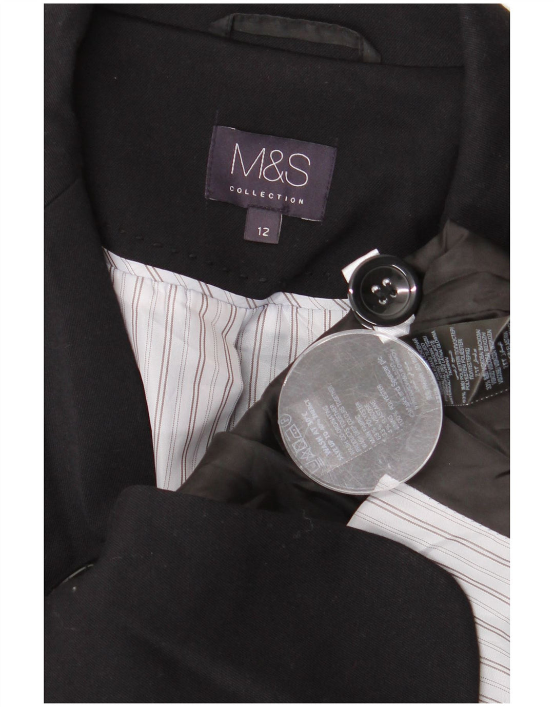 Marks & Spencer Γυναικείο Μπουφάν Blazer Crop 1 Button UK 12 Medium Black