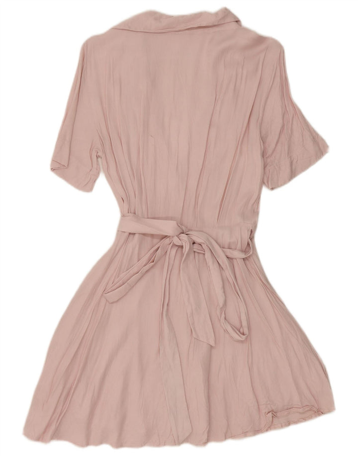 Zara Γυναικείο Wrap φόρεμα UK 10 Small Pink Viscose
