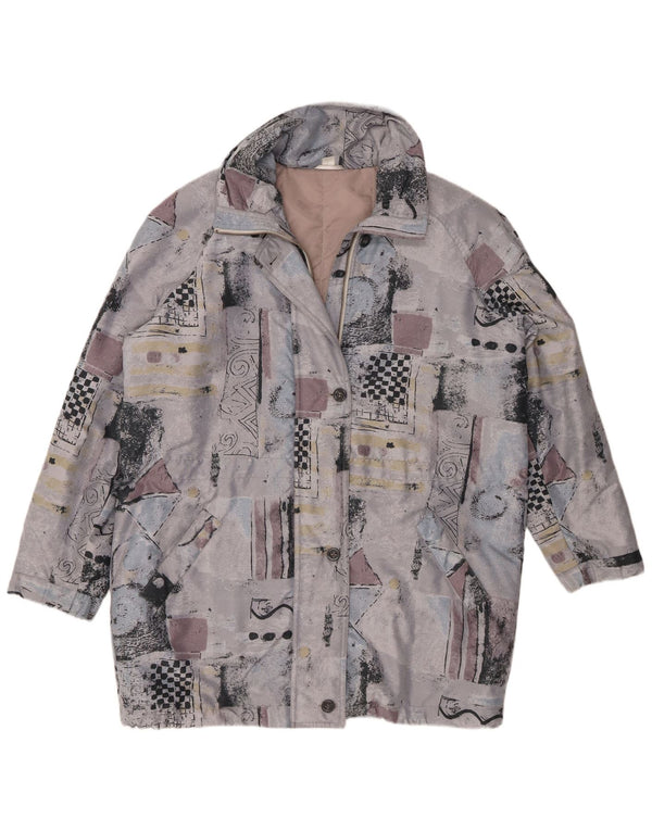 Vintage γυναικείο υπερμεγέθη παλτό Windbreaker UK 14/16 Large Grey Patchwork