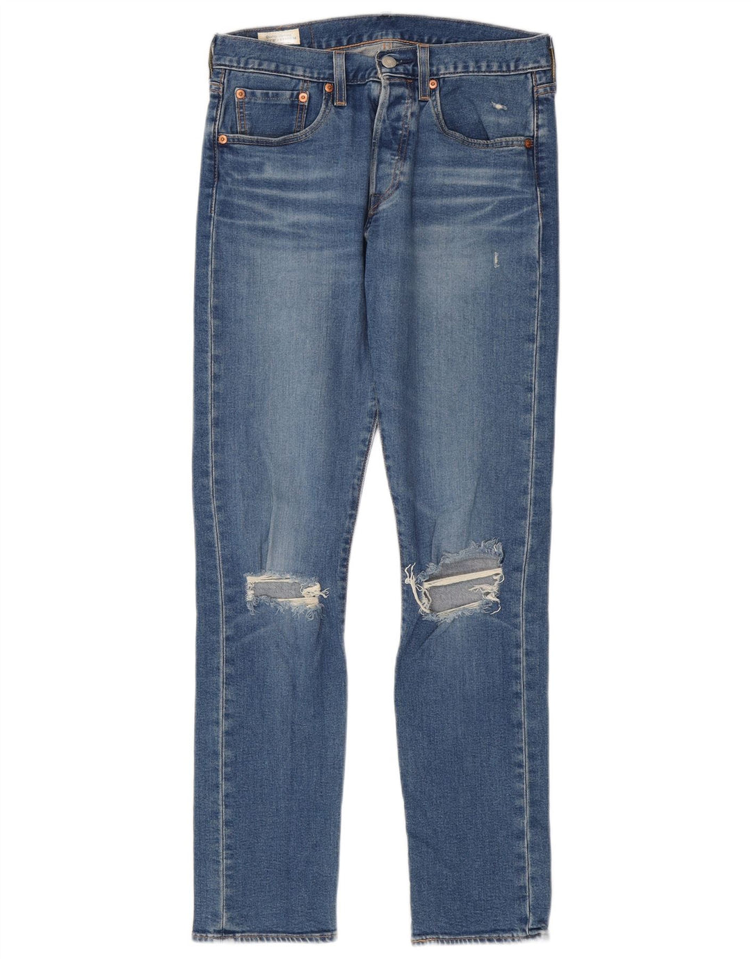 Levi's Mens 501 Distressed Straight Jeans W28 L32 Μπλε βαμβακερό