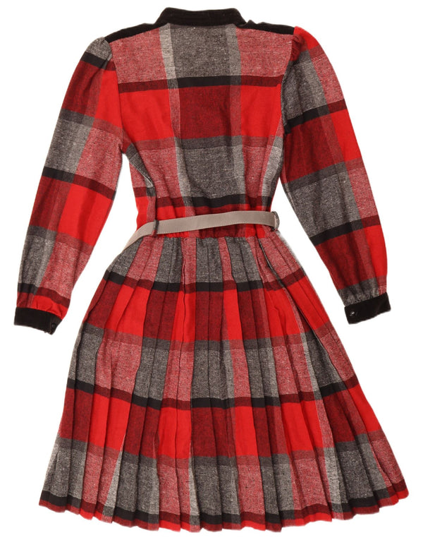 Vintage Γυναικείο μακρυμάνικο Maxi Φόρεμα IT 46 Large Red Check Acrylic