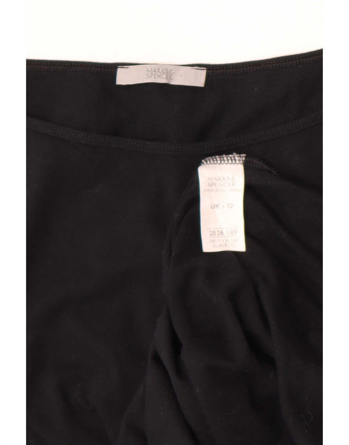 Marks & Spencer γυναικείο τοπ 3/4 μανίκι UK 12 μεσαίο μαύρο βαμβακερό