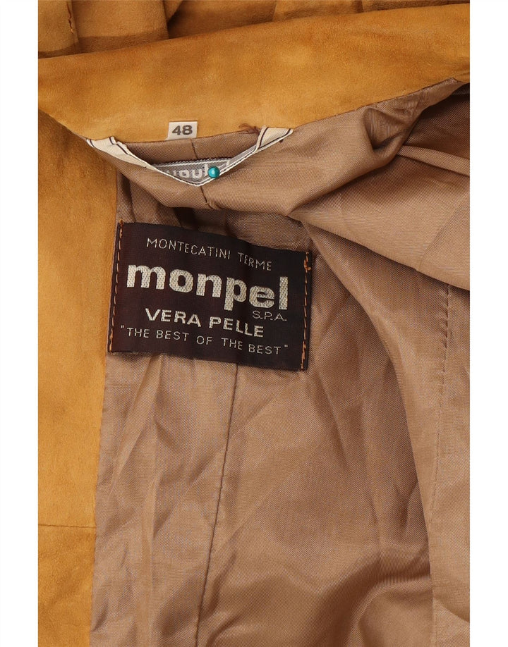 Monpel Γυναικείο Μπουφάν 2 κουμπιών Suede Blazer IT 48 XL Δερμάτινο μπεζ
