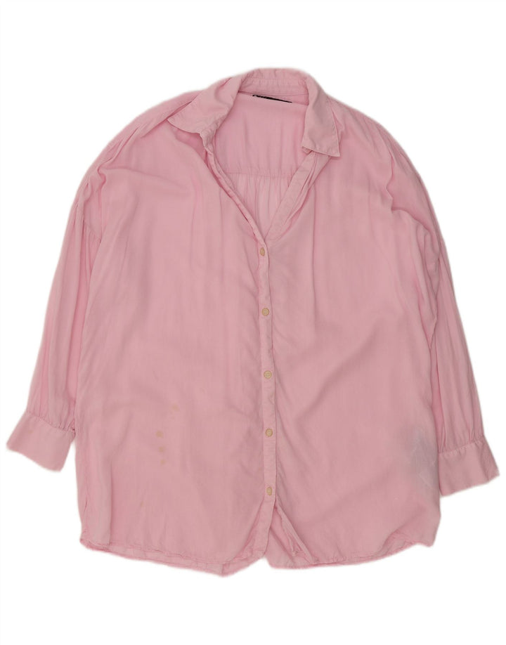 Zara Γυναικείο πουκάμισο Oversized UK 6 XS Pink Lyocell