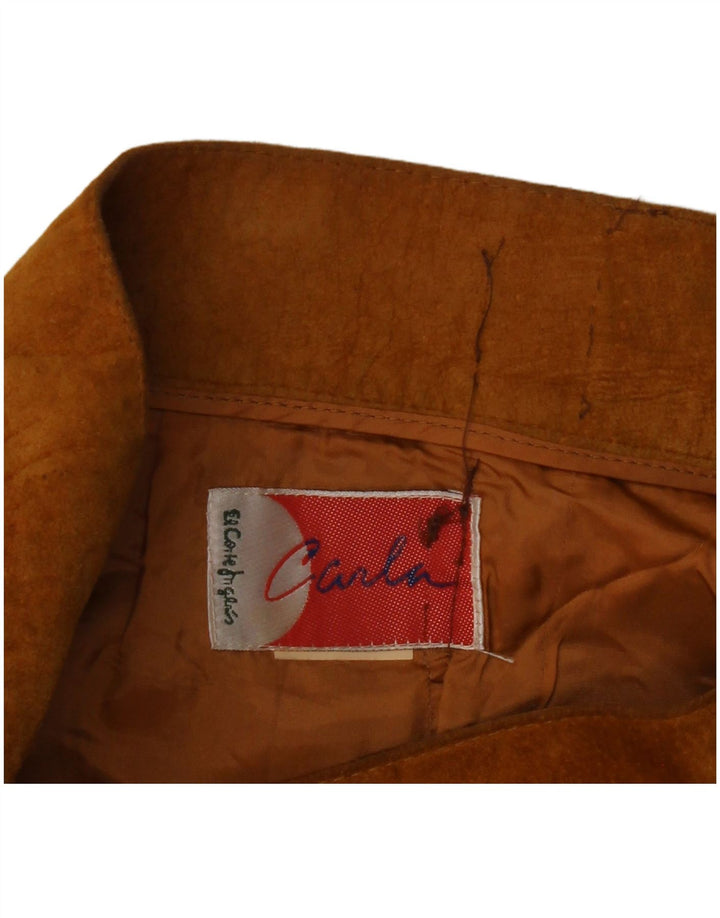 Vintage Γυναικεία Μίνι Φούστα Carla Suede Μεγάλη W32 Καφέ