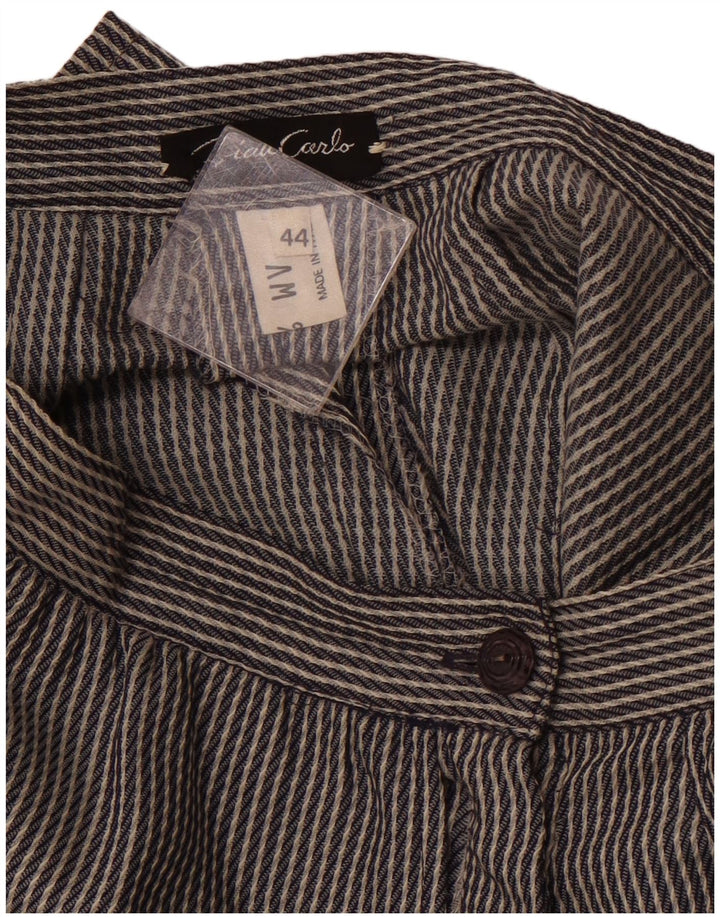 VINTAGE Γυναικείο ψηλόμεσο βερμούδα IT 44 Medium W26 Γκρι ριγέ