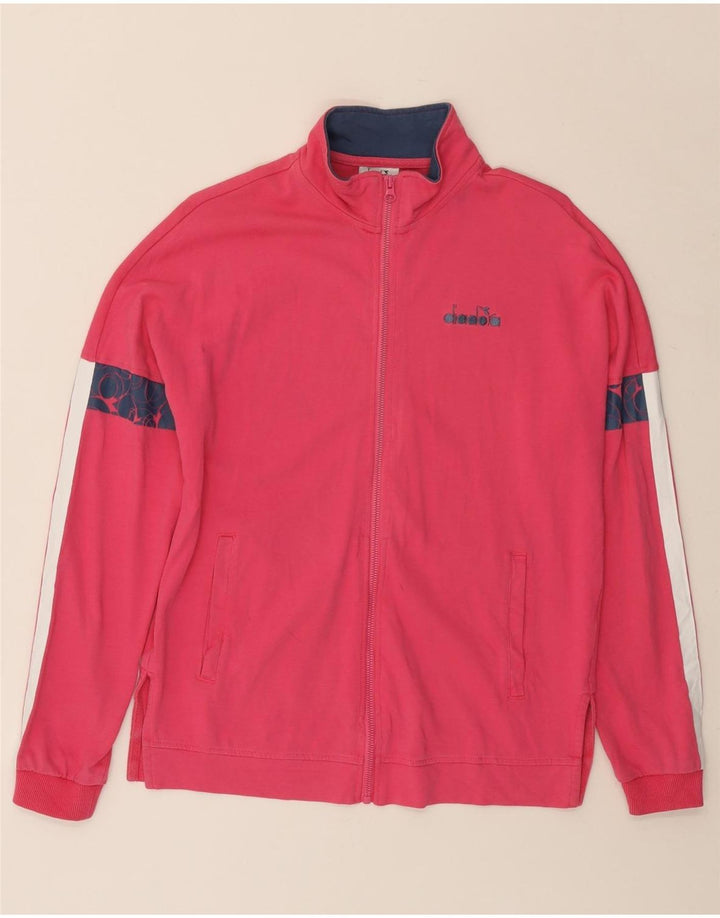 DIADORA Γυναικεία αθλητική φόρμα γραφικών Top Jacket UK 10 Small Pink Colourblock