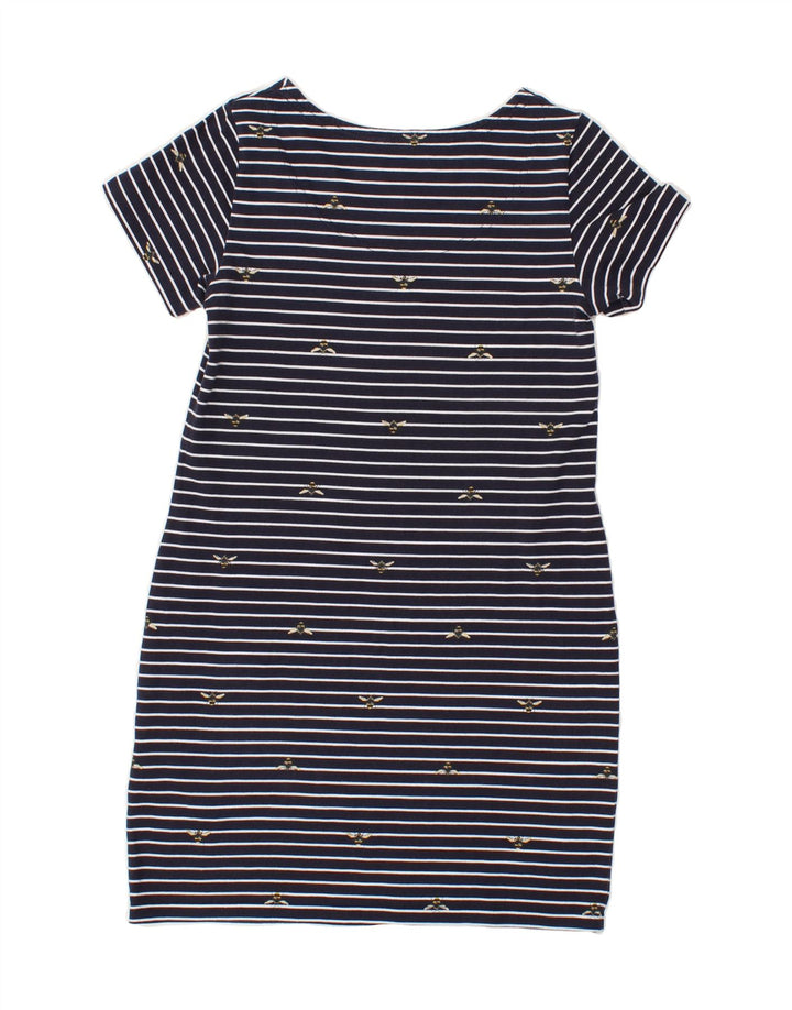 JOULES Womens Basic Dress UK 10 Small  Navy Blue Striped Cotton Vintage Joules and Second-Hand Joules from Messina Hembry 