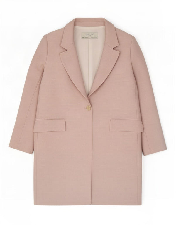 Zara Womens Oversized Overcoat UK 10 Small Pink Polyester