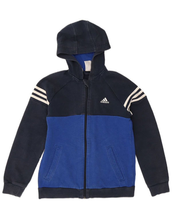 Adidas Boys πουλόβερ με κουκούλα με φερμουάρ 11-12 ετών, μπλε ναυτικό, βαμβακερό