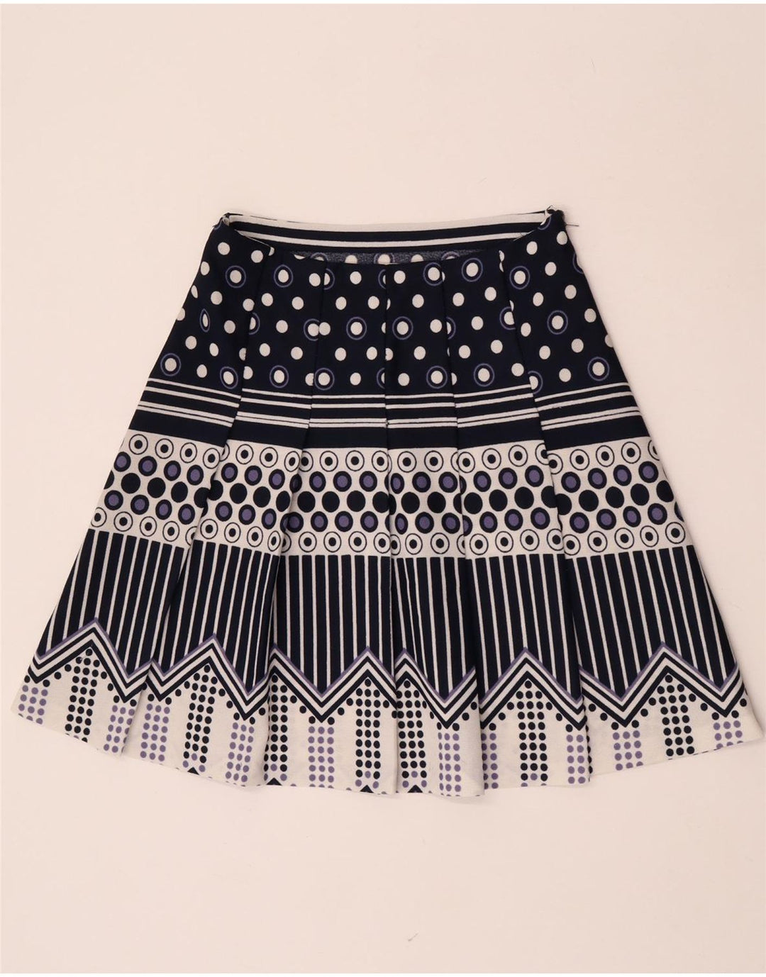 Vintage Γυναικεία Πλισέ Φούστα W28 Medium Navy Blue γεωμετρική