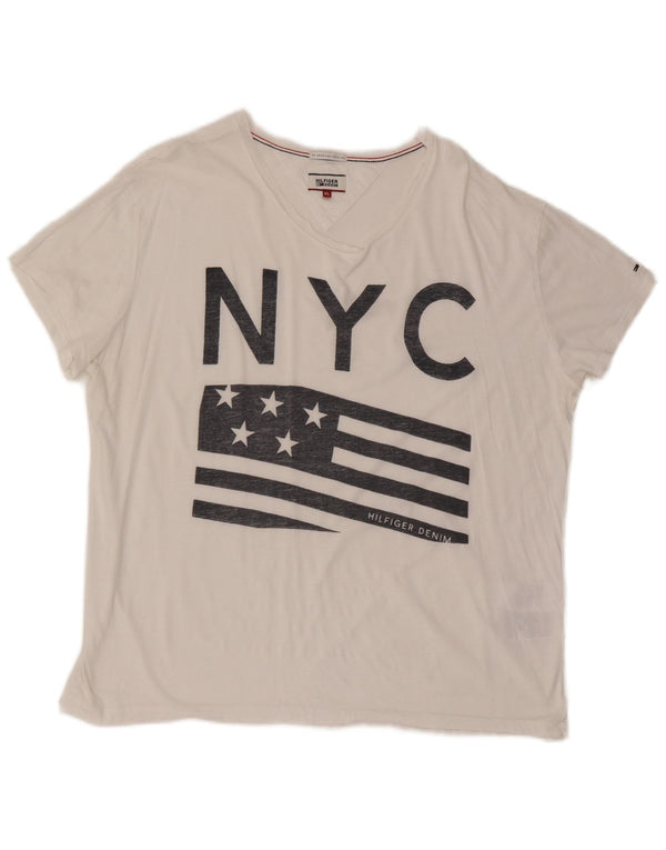 Ανδρικό γραφικό T-Shirt Tommy Hilfiger Top XL Λευκό βαμβακερό