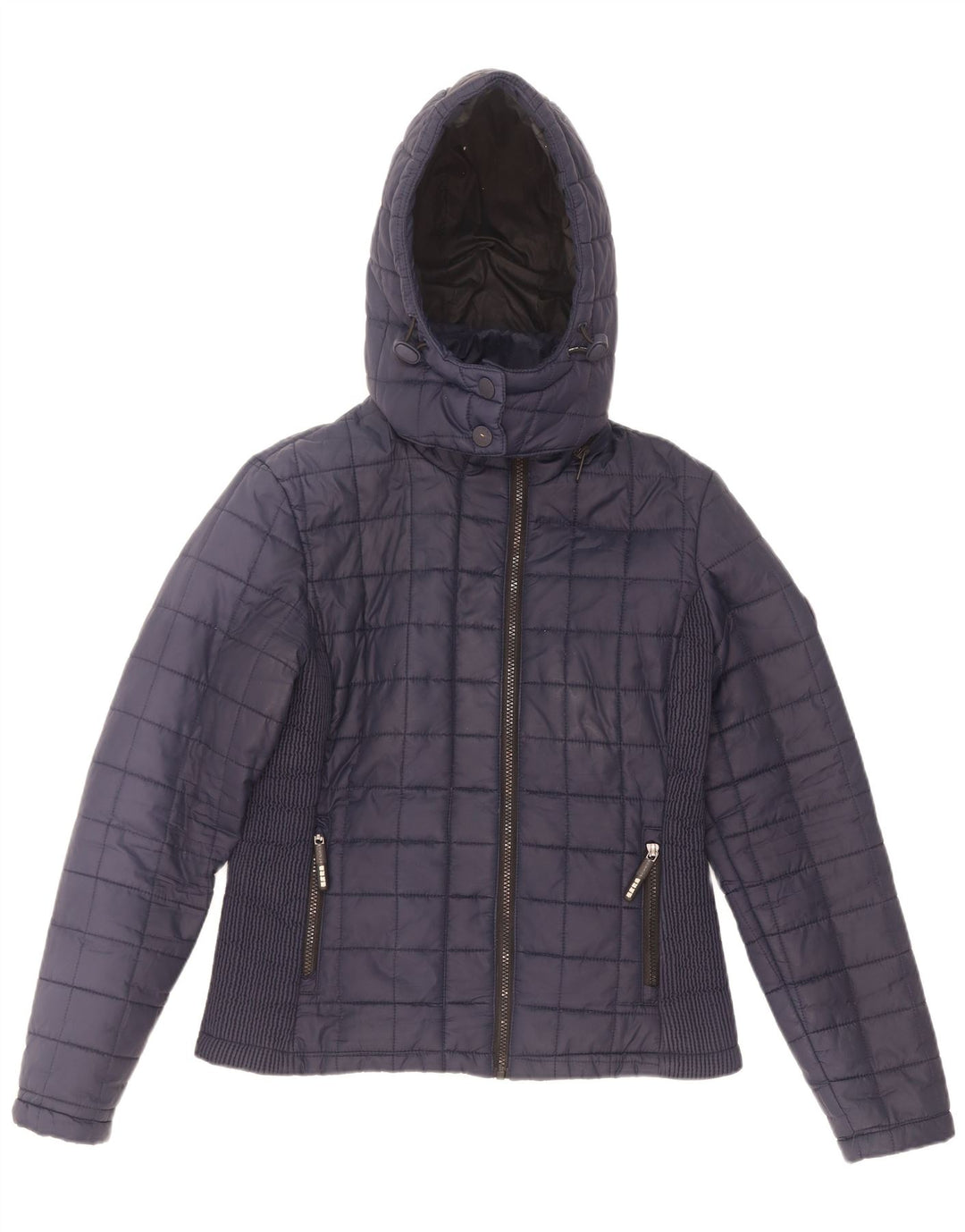 Superdry γυναικείο μπουφάν με κουκούλα UK 12 Medium Navy Blue Polyester