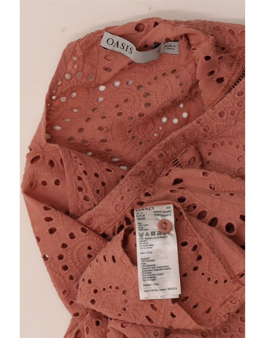 Γυναικεία μπλούζα Oasis Top UK 12 Ροζ Βαμβακερό Paisley