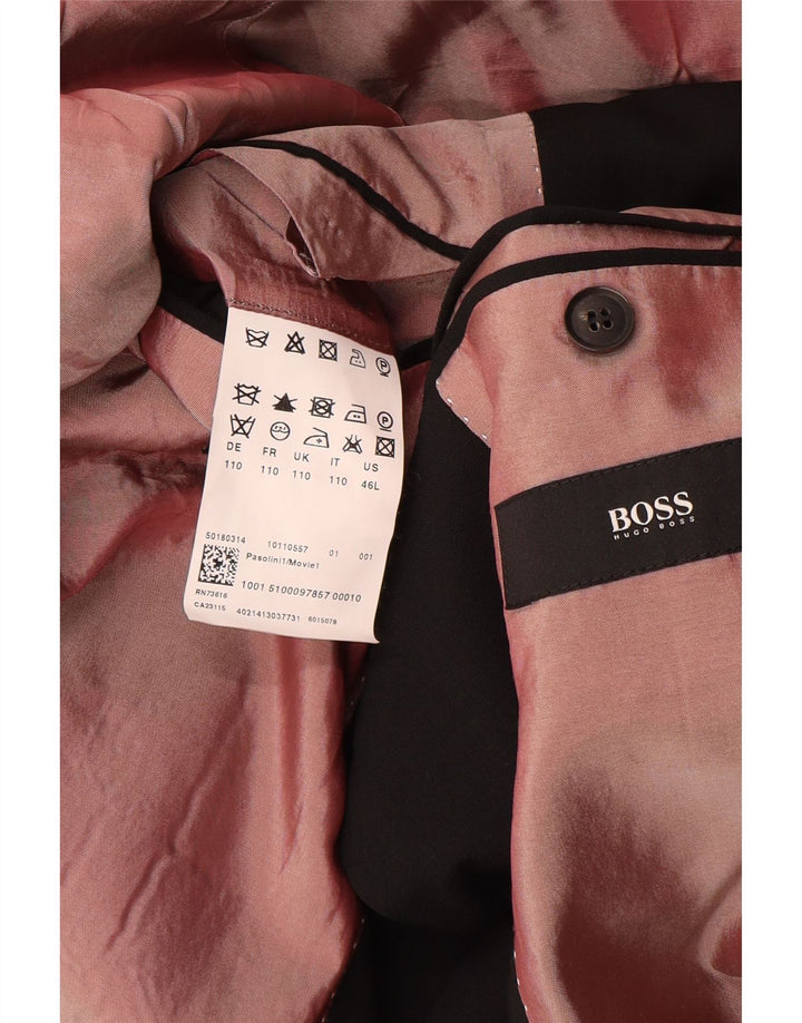 Ανδρικό σακάκι σακάκι Hugo Boss US 46 3XL Μαύρο μάλλινο με 2 κουμπιά