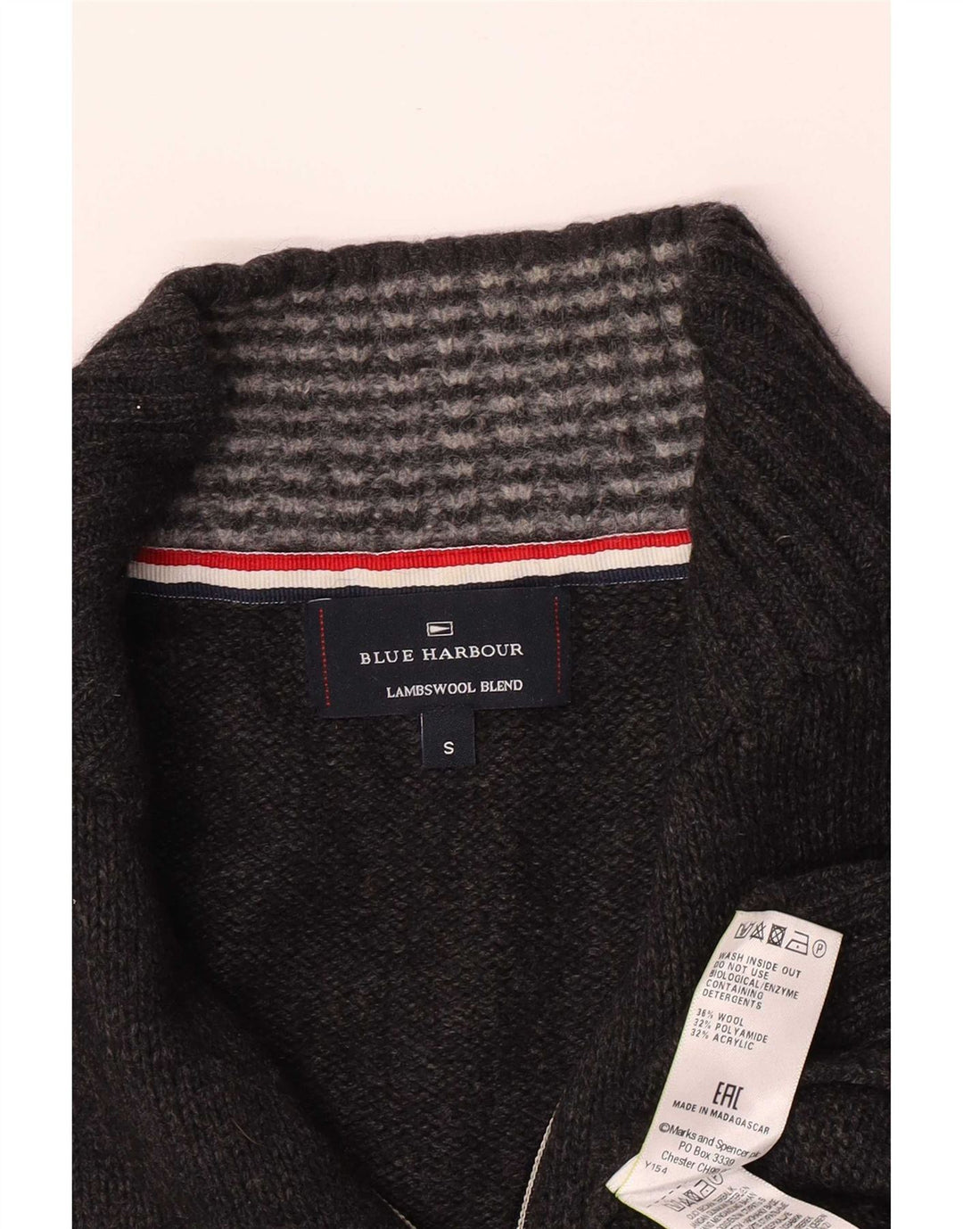Marks & Spencer Ανδρικό πουλόβερ με φερμουάρ Μπλε Harbor Μικρό Γκρι