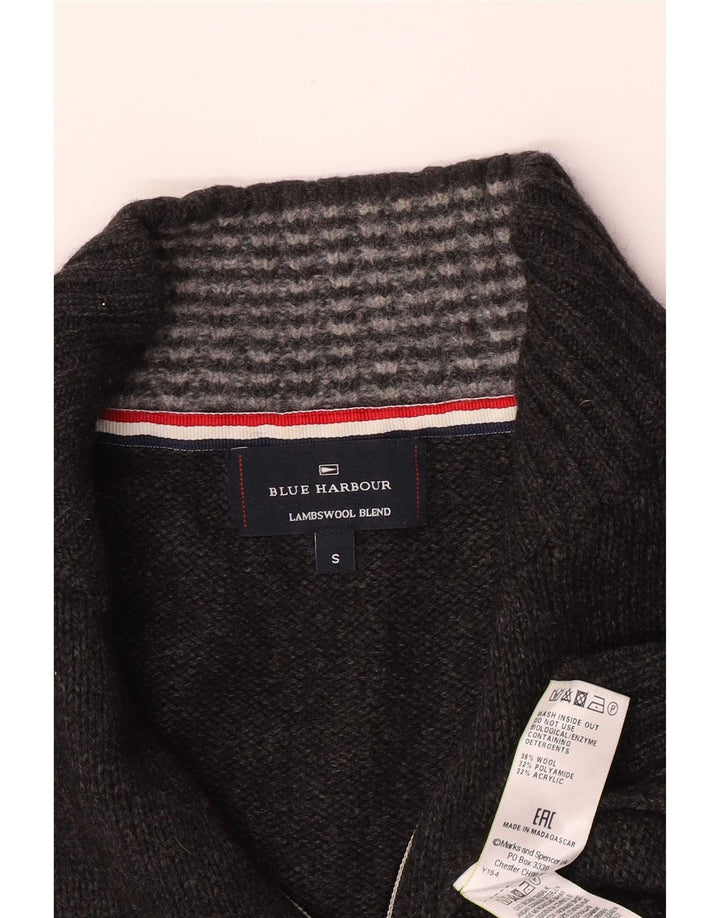 Marks & Spencer Ανδρικό πουλόβερ με φερμουάρ Μπλε Harbor Μικρό Γκρι