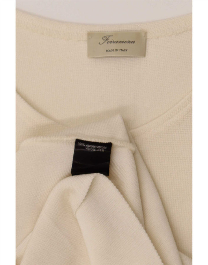Vintage γυναικείο φόρεμα A-Line UK 10 Small White Viscose