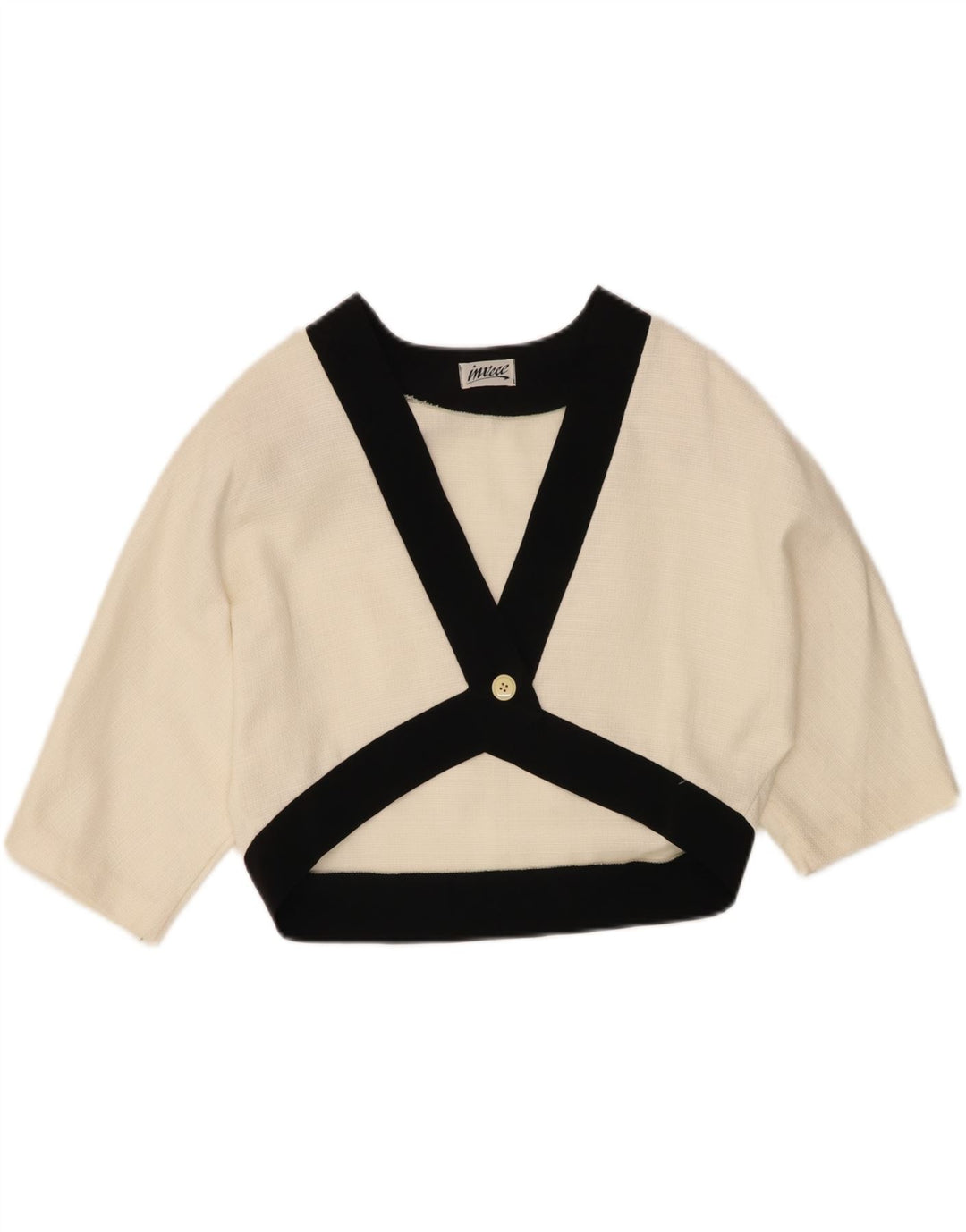 Vintage γυναικείο μπολερό μπλουζάκι EU 44 XL από λευκό βαμβακερό