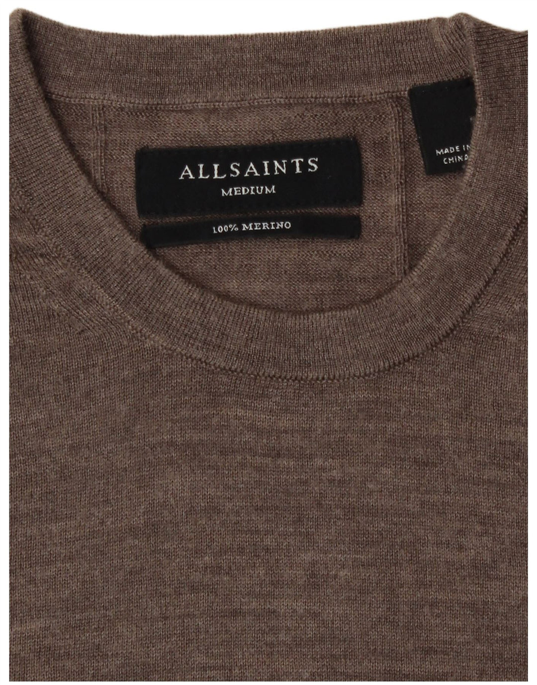 Ανδρικό πουλόβερ All Saints Crew Neck Jumper Μαλλί μερινό σε μεσαίο καφέ