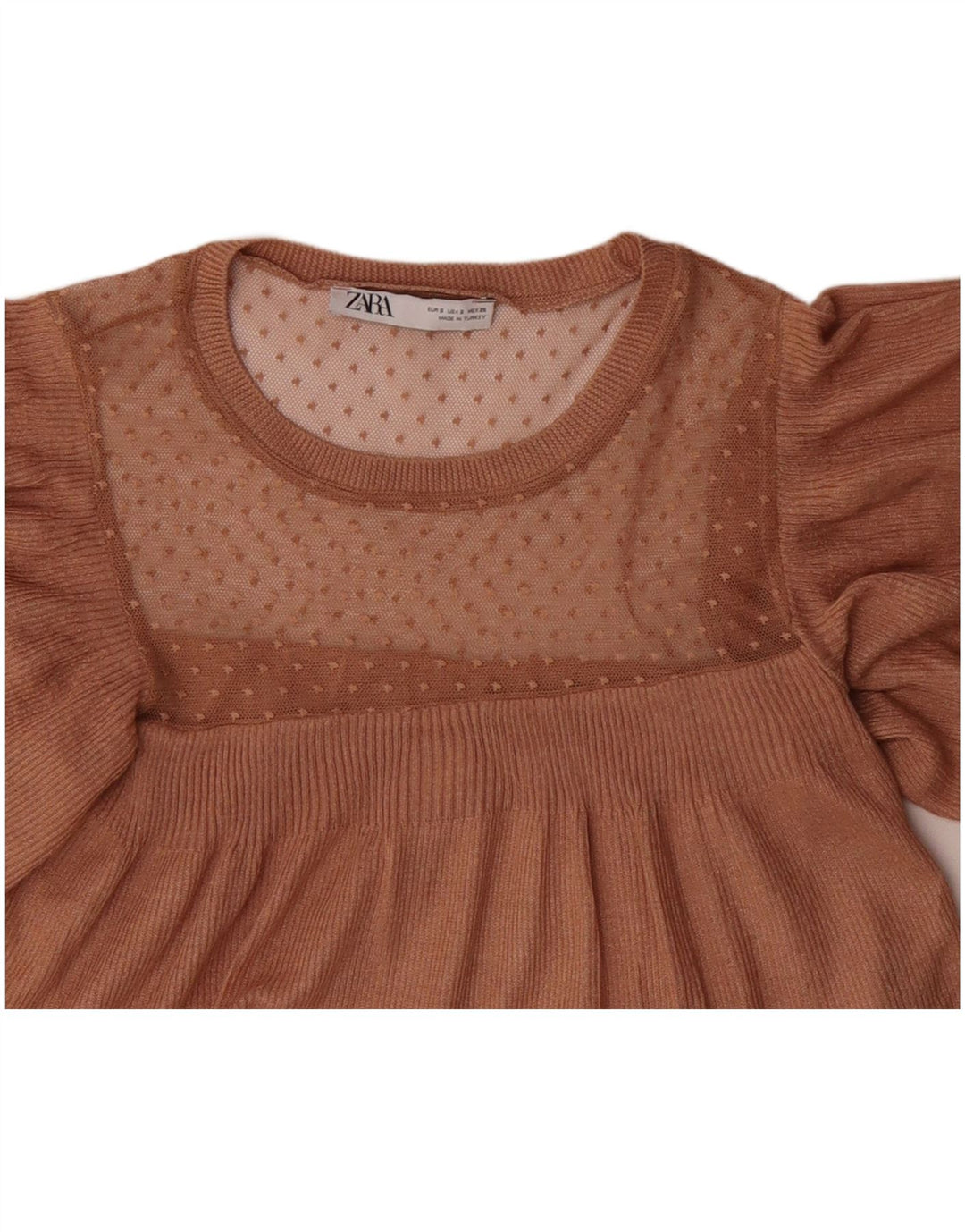 Γυναικεία πλεκτή μπλούζα ZARA Top UK 10 Small Brown