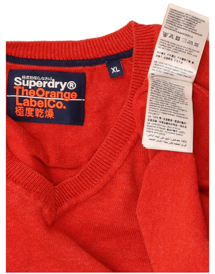 Superdry Ανδρικό πουλόβερ με V λαιμόκοψη XL Κόκκινο βαμβακερό