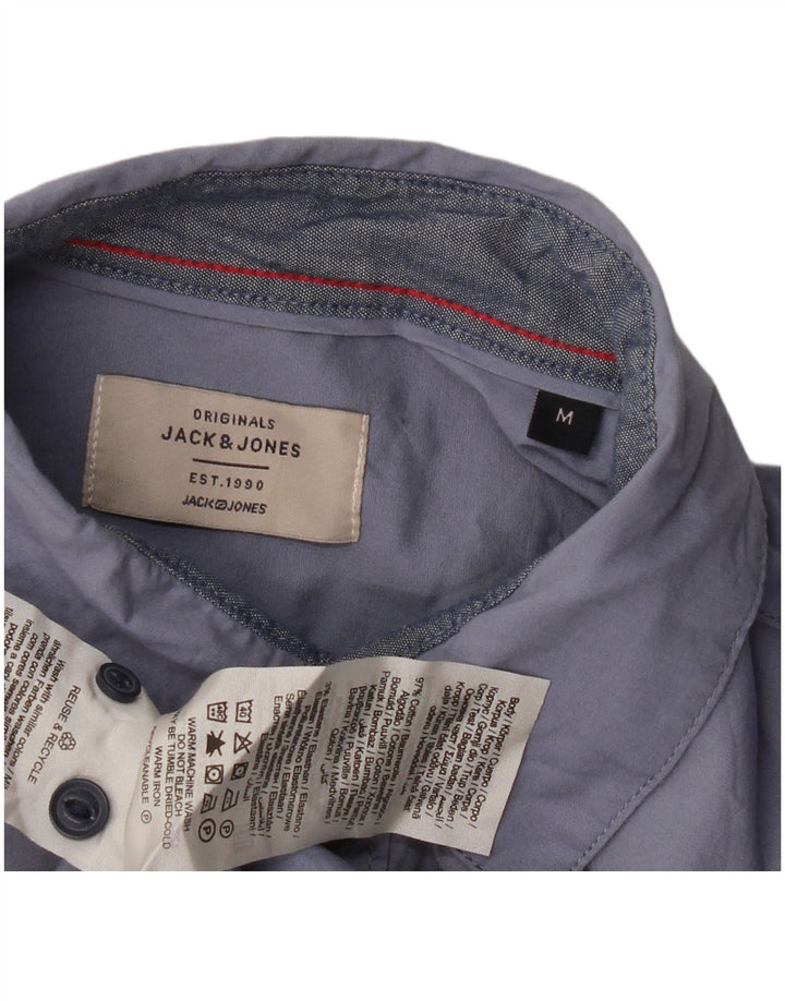 Ανδρικό πουκάμισο JACK & JONES, μεσαίο μπλε βαμβακερό