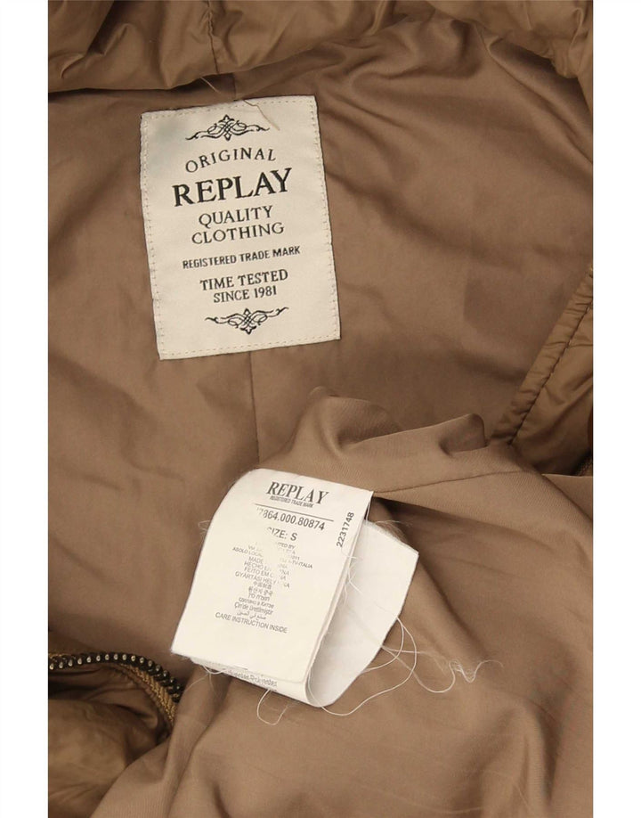 Replay γυναικείο μπουφάν με κουκούλα Parka UK 10 Small Brown Polyamide