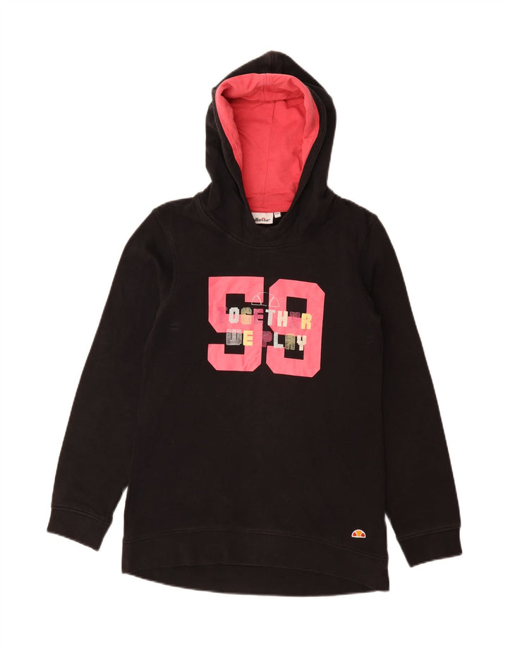ELLESSE Girls Graphic Hoodie Jumper 13-14 Years Black