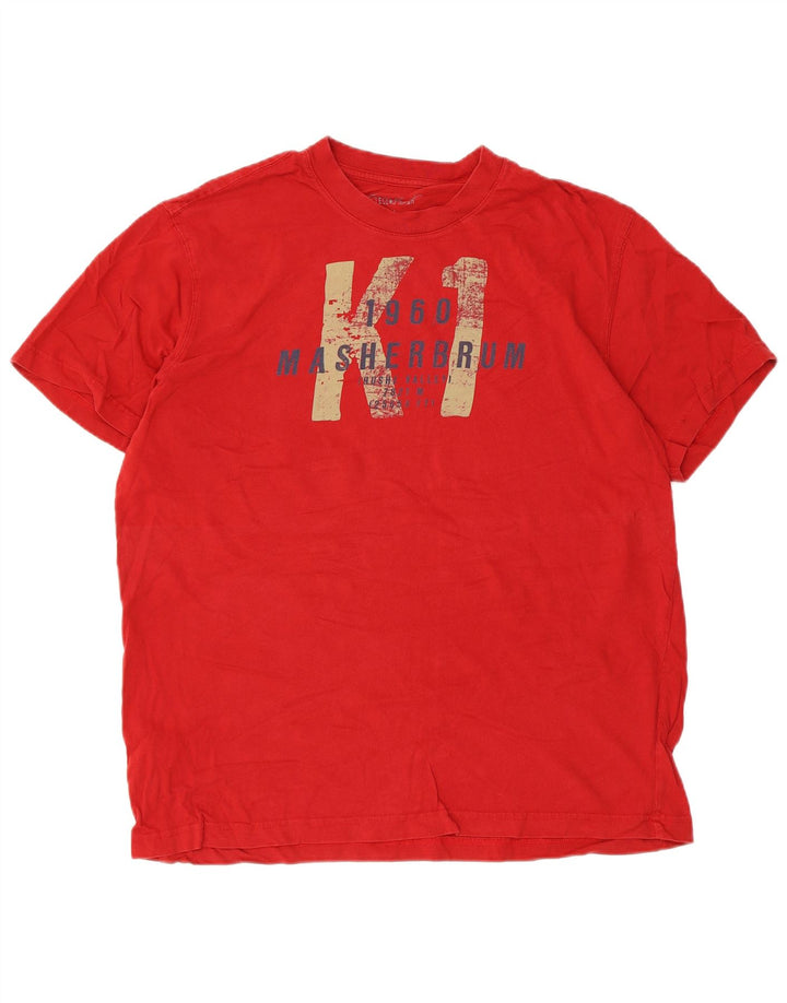 EDDIE BAUER Ανδρικό γραφικό T-Shirt Top μεγάλο κόκκινο βαμβακερό