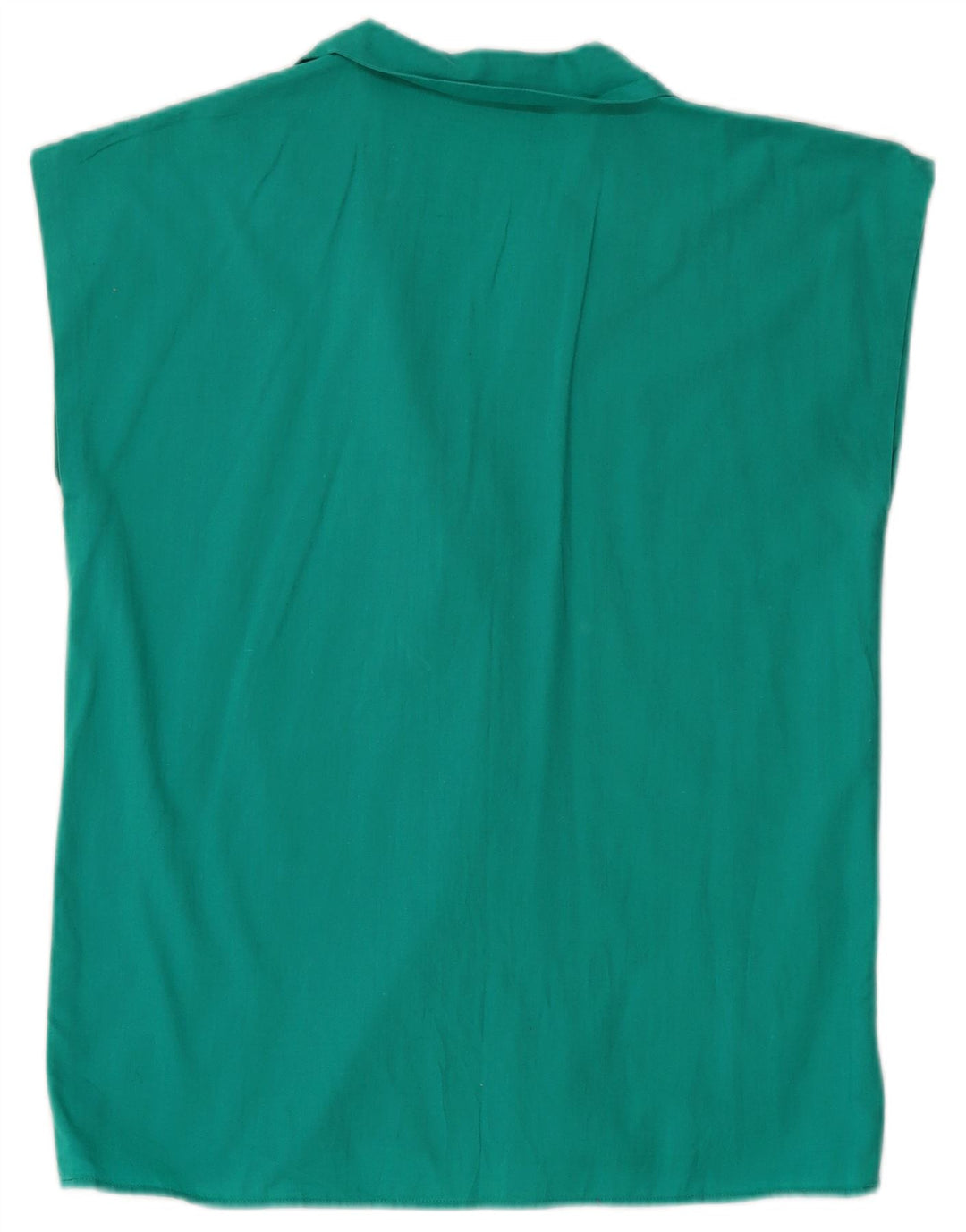 VINTAGE Γυναικείο Αμάνικο Πουκάμισο Μπλούζα UK 12 Medium Turquoise