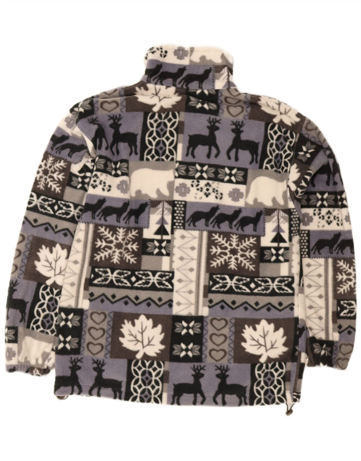 Vintage Ανδρικό Fleece Jacket UK 40 Large Grey Fair Isle Polyester