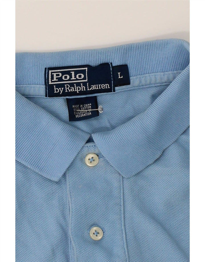 POLO RALPH LAUREN Mens Polo Shirt Large Blue Cotton Vintage Polo Ralph Lauren and Second-Hand Polo Ralph Lauren from Messina Hembry 