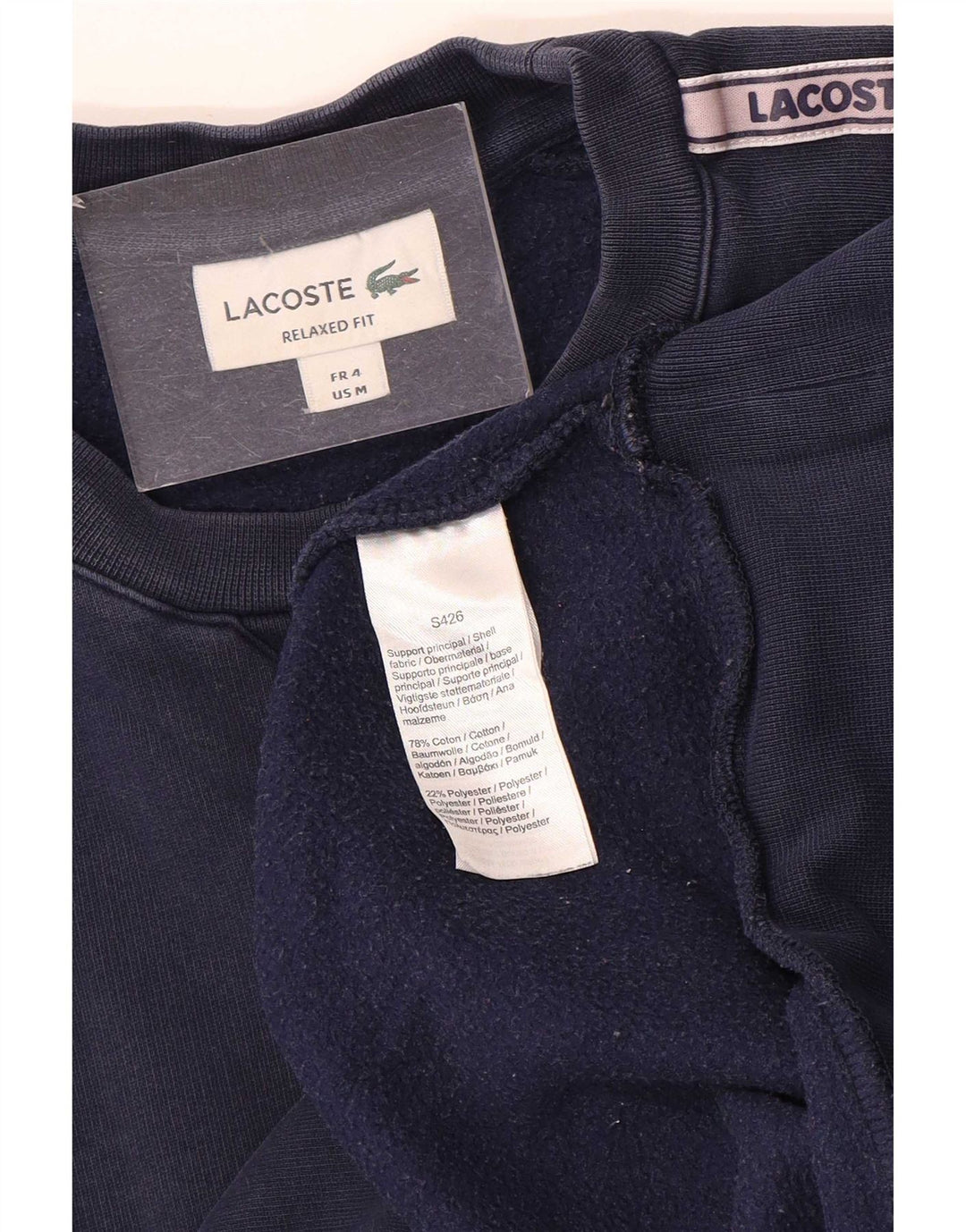 Γραφικό ανδρικό φούτερ Lacoste Jumper Size 4 Medium Navy Blue Colourblock