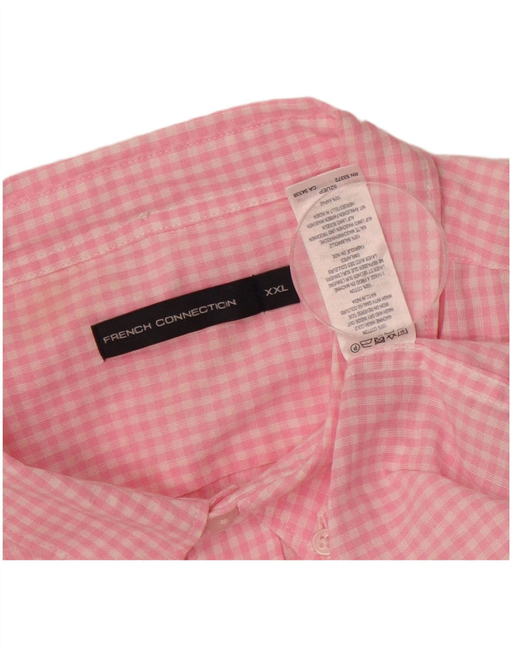 FRENCH CONNECTION Mens Shirt 2XL Pink Gingham Cotton