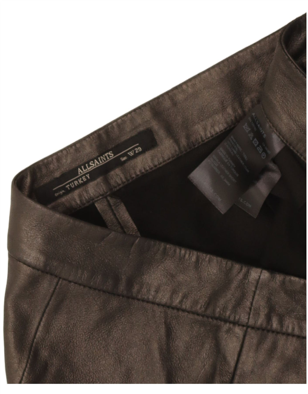 All Saints Γυναικείο Δερμάτινο Hot Παντελόνι W29 Μεσαίο Μαύρο