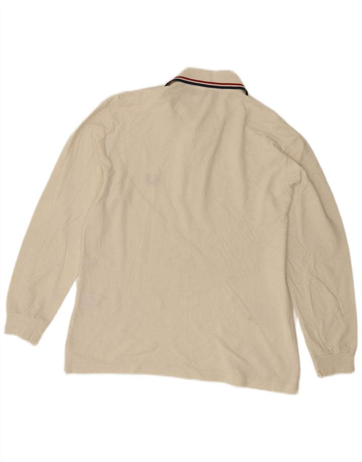 Fred Perry Ανδρικό μακρυμάνικο μπλουζάκι πόλο μικρό σε λευκό βαμβακερό