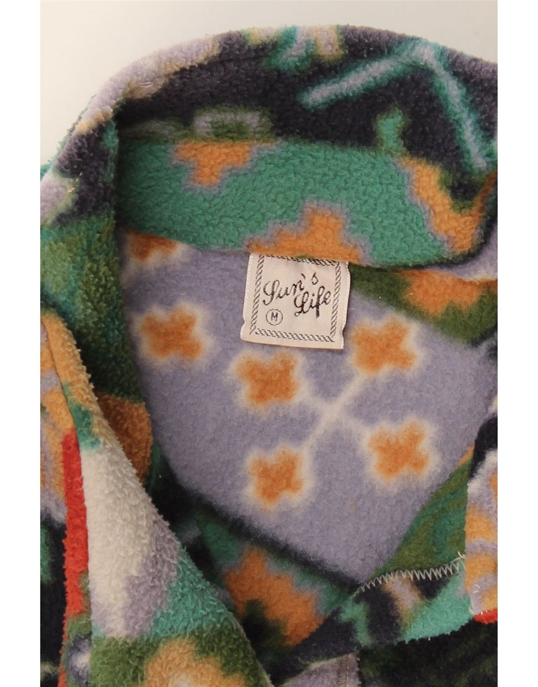 Vintage Γυναικείο Fleece Jacket UK 14 Medium Πολύχρωμο Γεωμετρικό