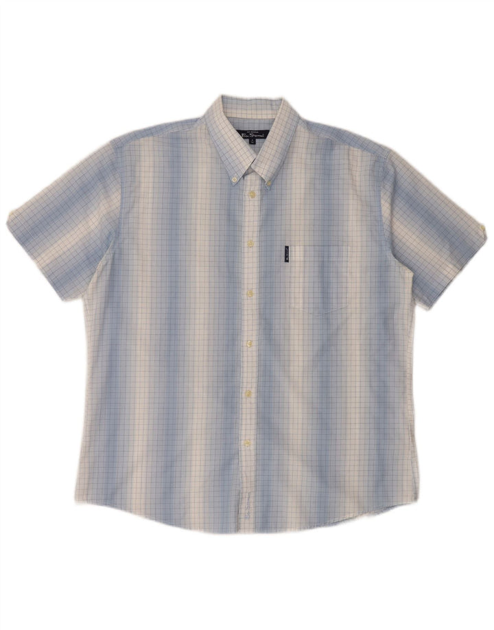 Ανδρικό κοντομάνικο πουκάμισο Ben Sherman 4XL Blue Gingham Cotton