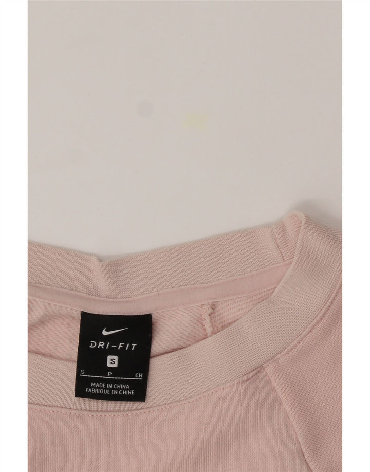 NIKE Womens Dri Fit Oversized Crop Sweatshirt Jumper UK 10 Small Pink Vintage Nike and Second-Hand Nike from Messina Hembry 