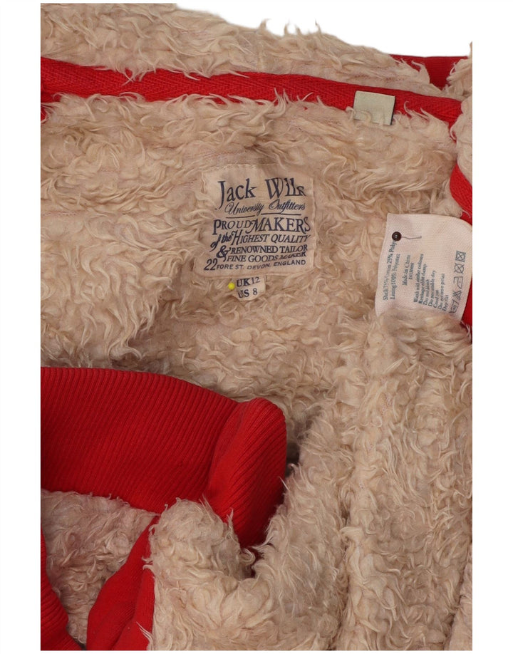 Jack Wills Γυναικείο πουλόβερ με κουκούλα γραφικών με φερμουάρ UK 12 μεσαίο κόκκινο