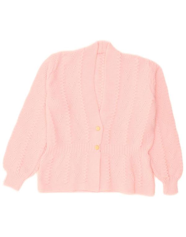 Vintage γυναικεία ζακέτα πουλόβερ UK 14 Medium Pink Acrylic