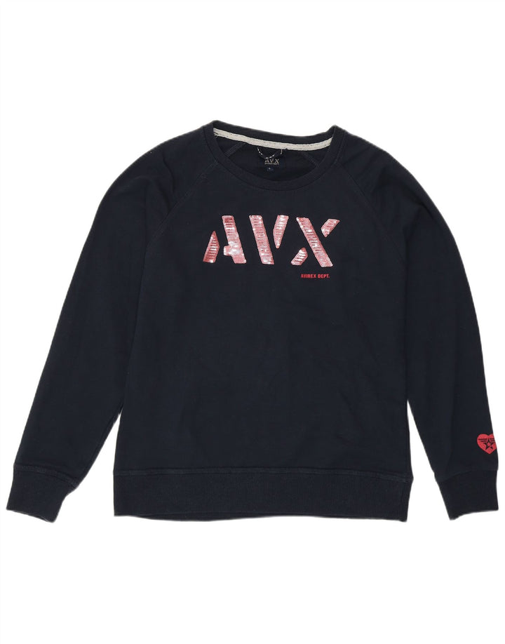 Γυναικεία γραφική φούτερ Avirex Jumper UK 14 Large Navy Blue από βαμβάκι