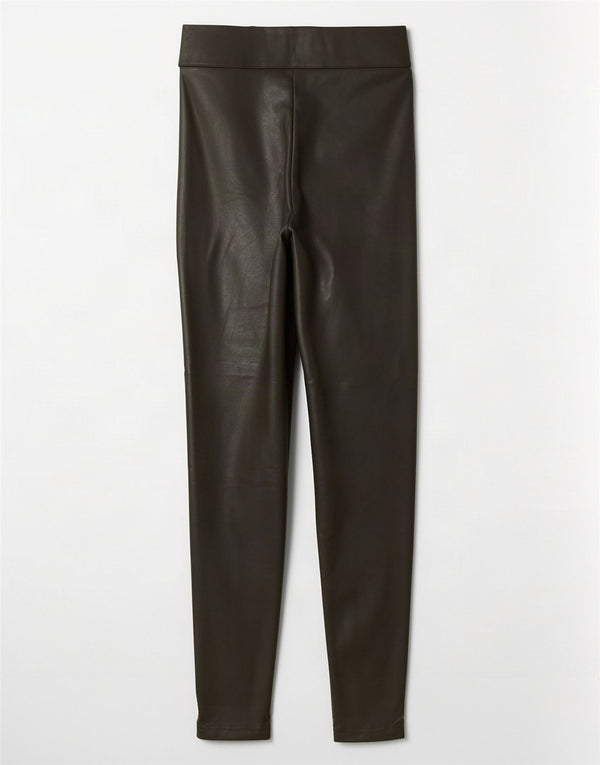 Marks & Spencer Γυναικεία κολάν από συνθετικό δέρμα UK 12 Medium Khaki Polyester