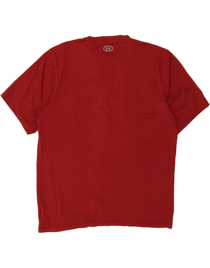 UNDER ARMOUR Mens Heat Gear Graphic T-Shirt Top Medium Red Polyester Vintage Under Armour and Second-Hand Under Armour from Messina Hembry 