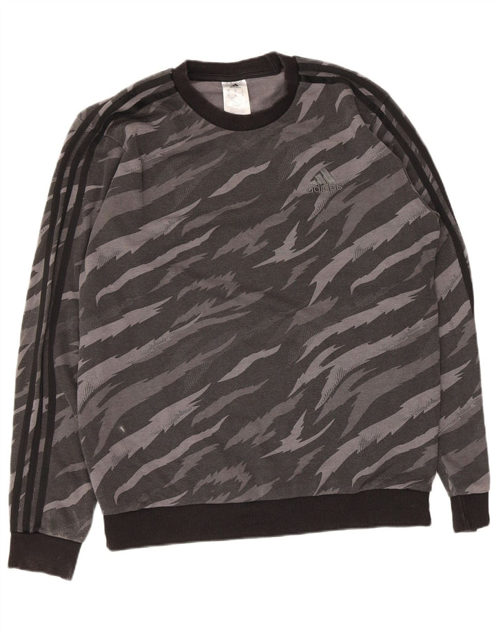 Ανδρικό φούτερ Adidas Jumper με μεσαίο γκρι Animal print βαμβακερό