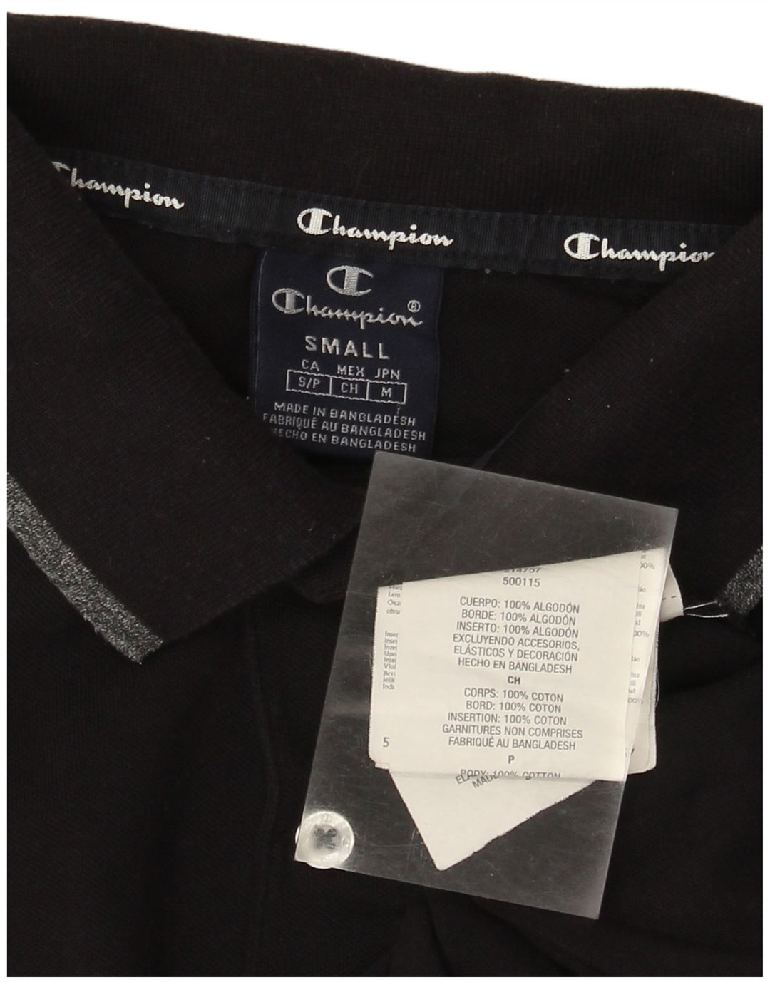 CHAMPION Ανδρικό μακρυμάνικο μπλουζάκι πόλο, μικρό μαύρο βαμβακερό